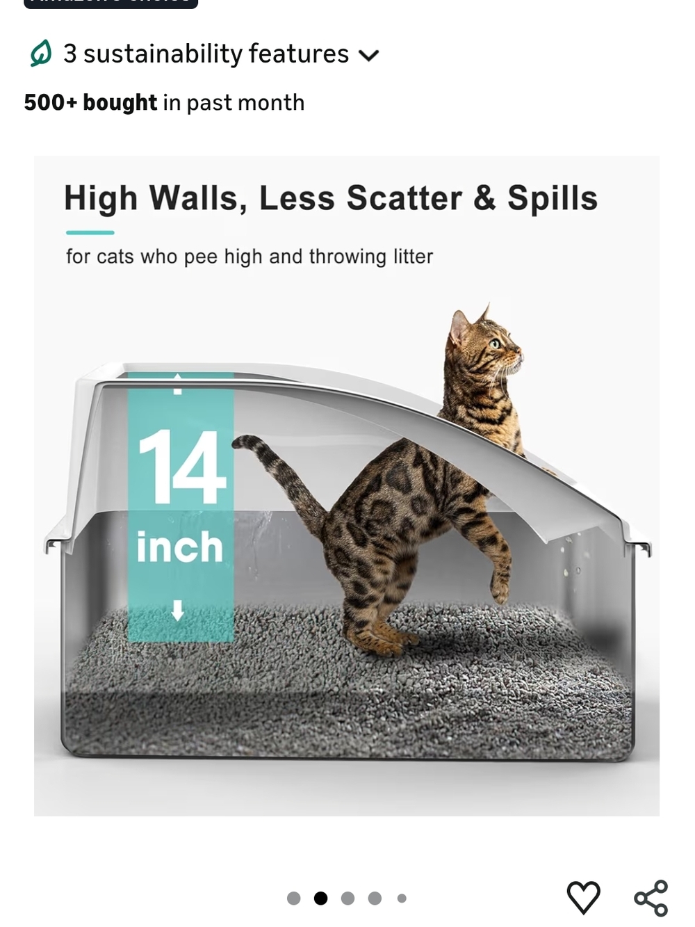 8-Inch Deep Stainless Steel Cat Litter Box - White and Silver - Picture 2 of 6